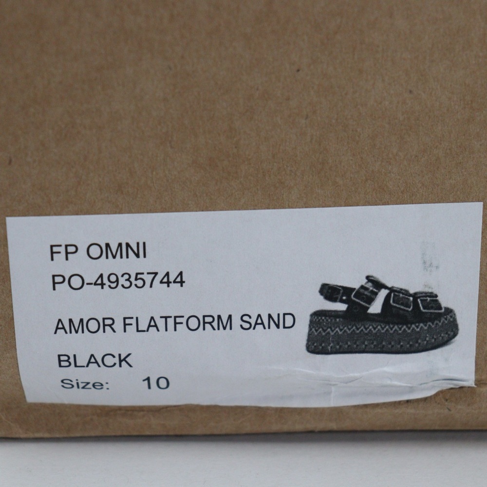 NIB Free People Amor Black/ Gold Flatform Women’s Sandals with Buckle Size 10 - Picture 16 of 16